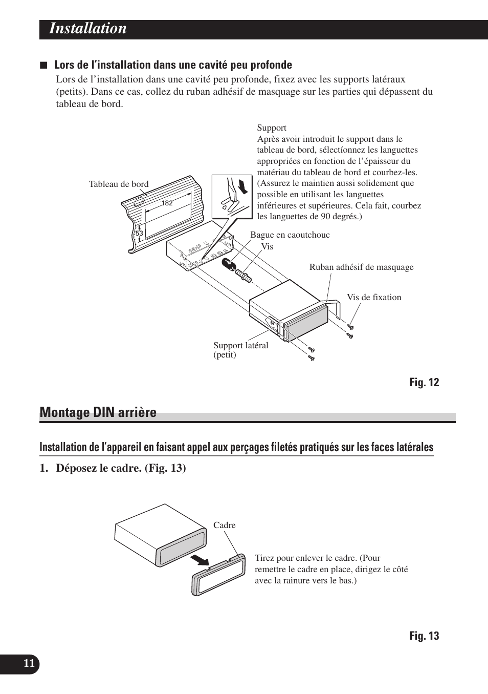 Montage din arrière, Installation | Pioneer AVH-P6400R User Manual | Page 48 / 76