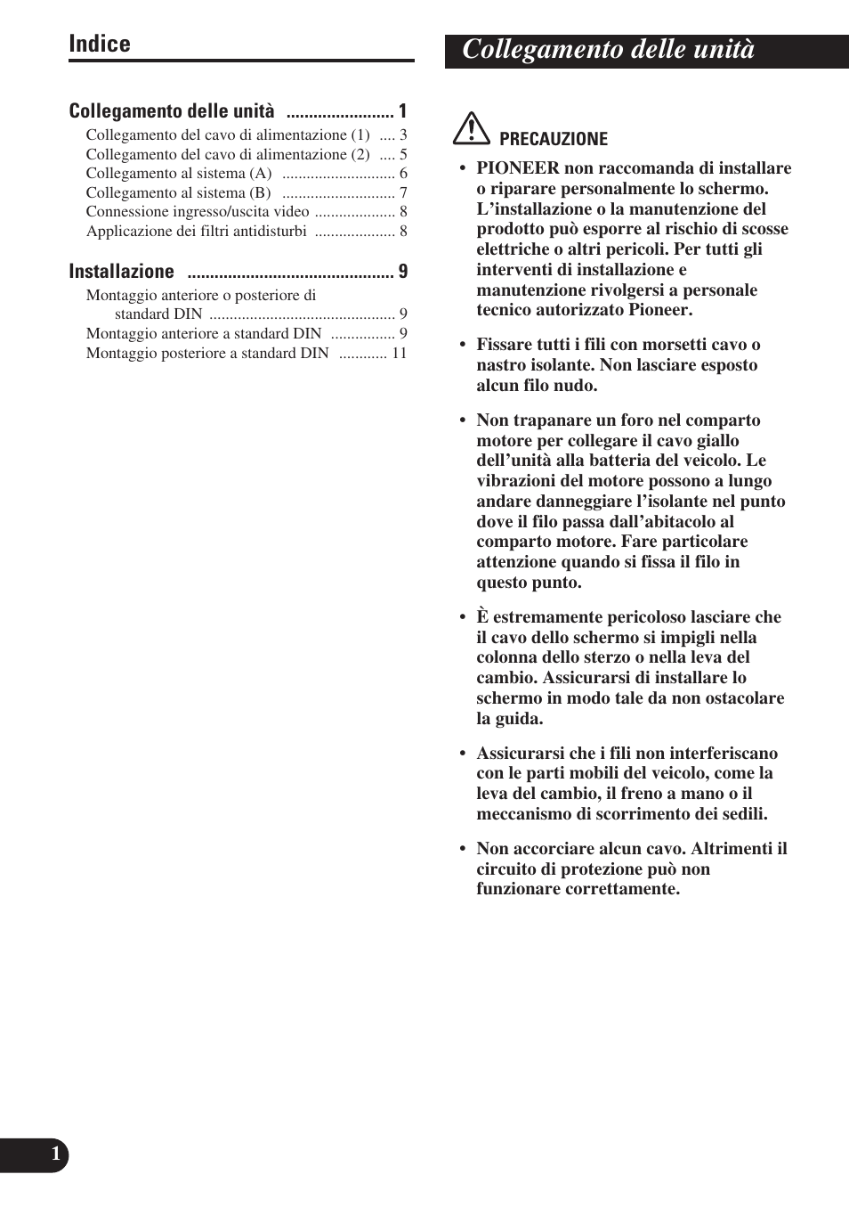 Collegamento delle unità, Indice | Pioneer AVH-P6400R User Manual | Page 50 / 76