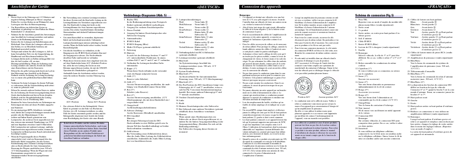 Anschließen der geräte, Deutsch, Français> connexion des appareils | Verbindungs-diagramm (abb. 5), Schéma de connexion (fig. 5) | Pioneer DEH-P4400RB User Manual | Page 5 / 6