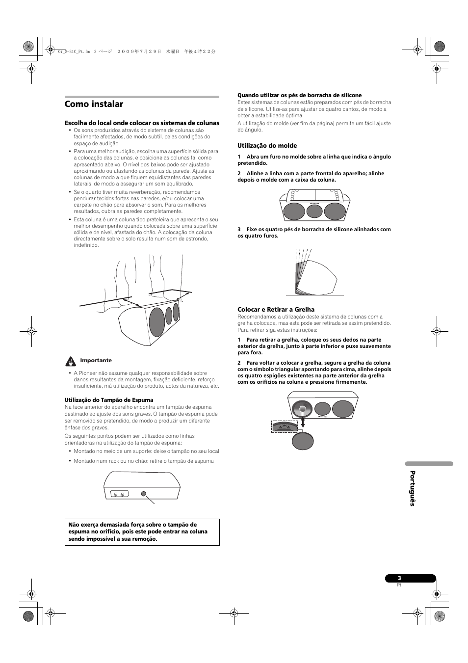 Como instalar | Pioneer S-31C-K User Manual | Page 27 / 59