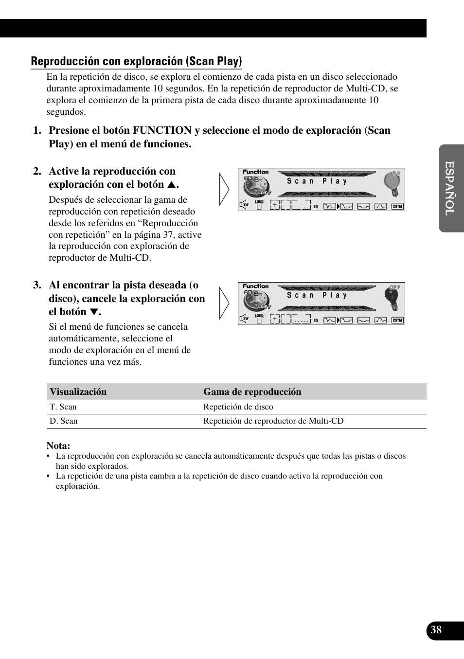 Reproducción con exploración (scan play) | Pioneer MEH-P9100R User Manual | Page 119 / 164