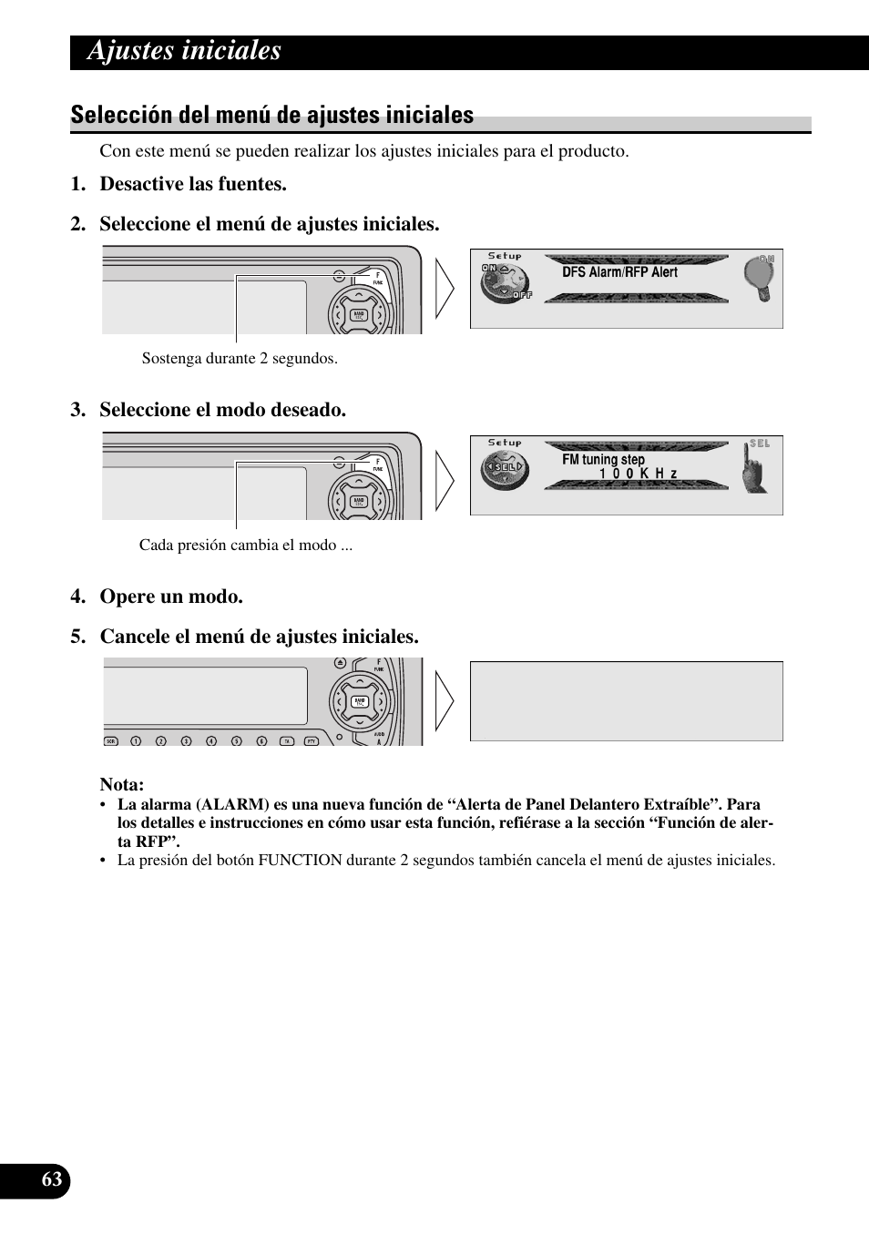 Ajustes iniciales, Selección del menú de ajustes iniciales | Pioneer MEH-P9100R User Manual | Page 144 / 164