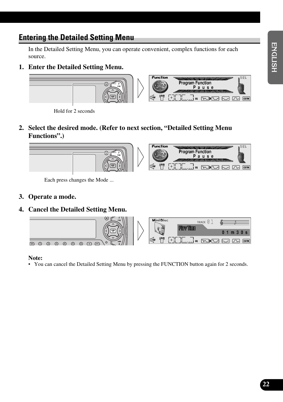 Entering the detailed setting menu | Pioneer MEH-P9100R User Manual | Page 23 / 164