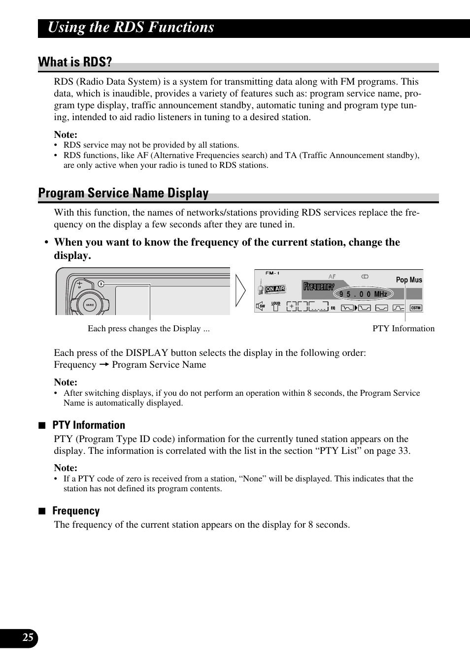 Using the rds functions, What is rds? program service name display, What is rds | Program service name display | Pioneer MEH-P9100R User Manual | Page 26 / 164