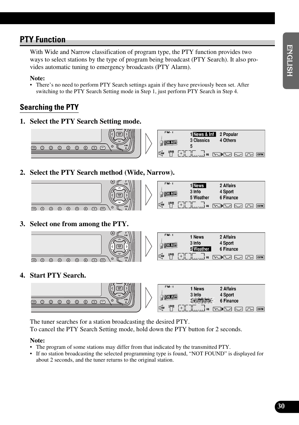 Pty function, Searching the pty | Pioneer MEH-P9100R User Manual | Page 31 / 164