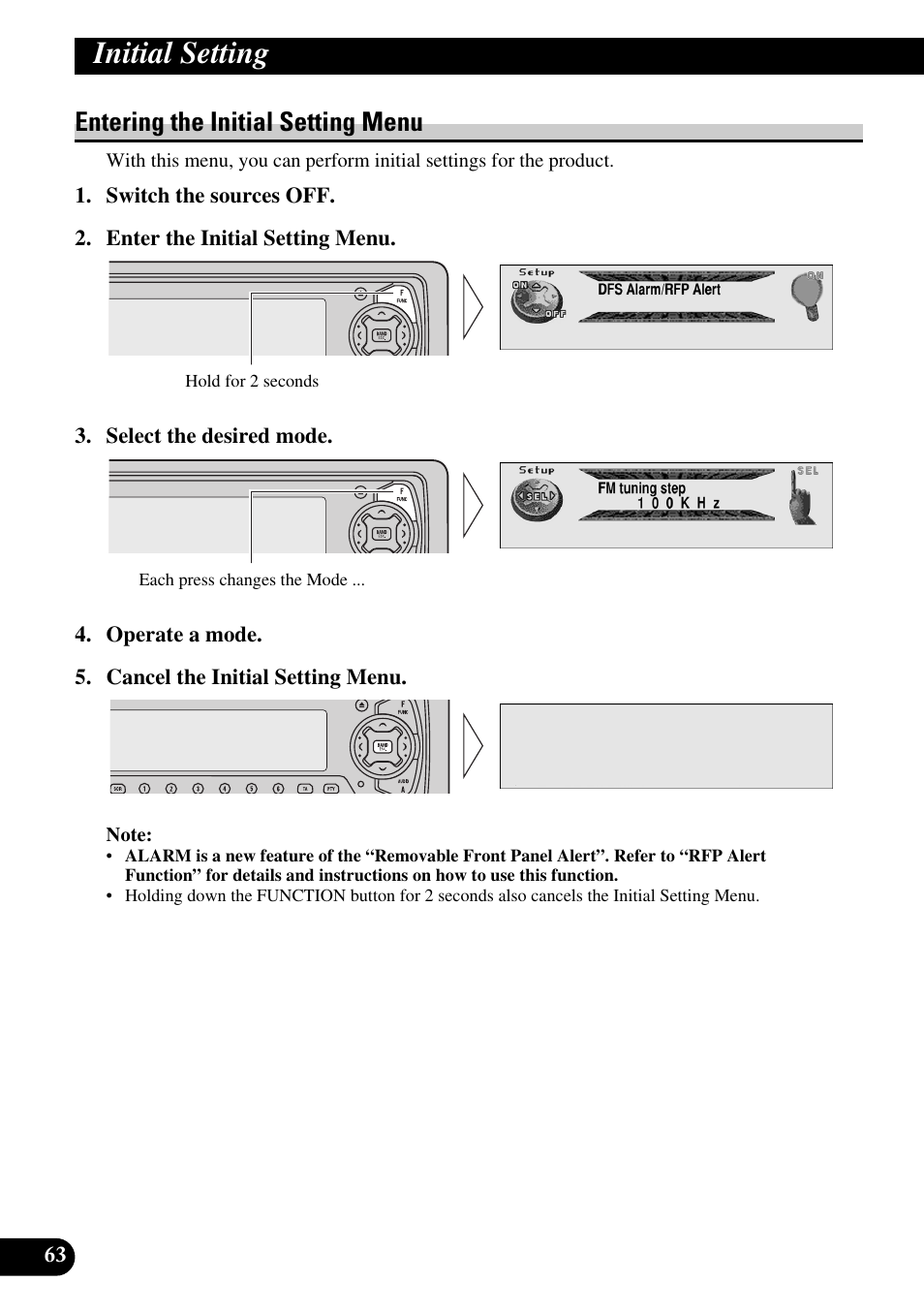 Initial setting, Entering the initial setting menu | Pioneer MEH-P9100R User Manual | Page 64 / 164
