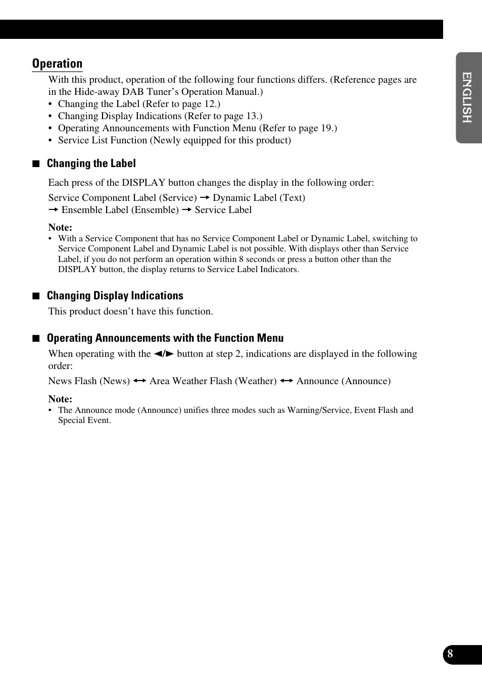 Operation | Pioneer MEH-P9100R User Manual | Page 9 / 164
