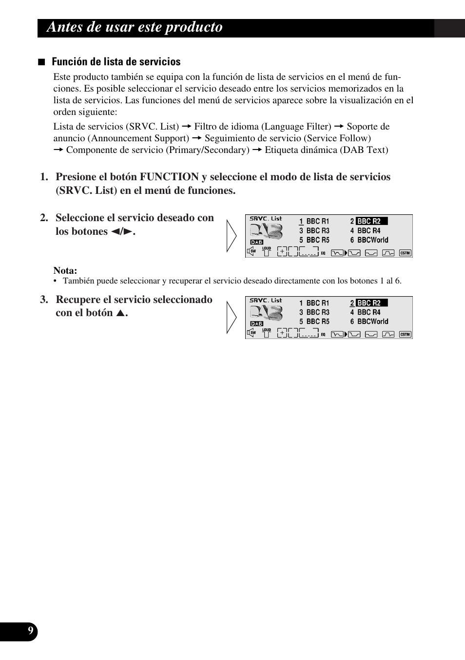 Antes de usar este producto | Pioneer MEH-P9100R User Manual | Page 90 / 164