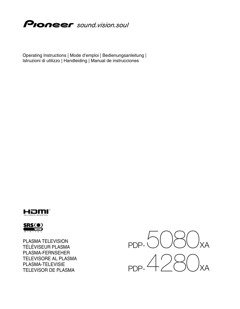 Pioneer PDP-5080XA User Manual | 362 pages