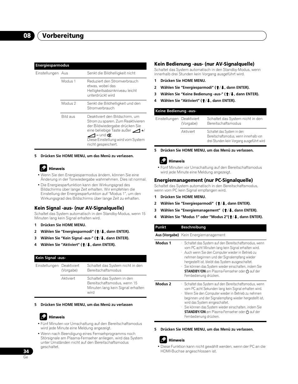 Vorbereitung 08 | Pioneer PDP-5080XA User Manual | Page 154 / 362