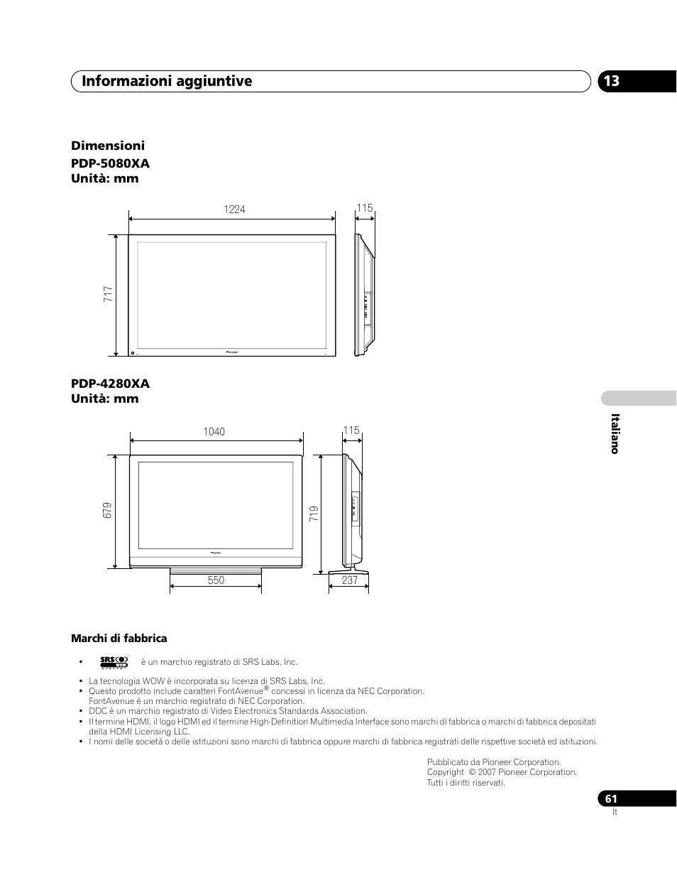 Informazioni aggiuntive 13 | Pioneer PDP-5080XA User Manual | Page 241 / 362
