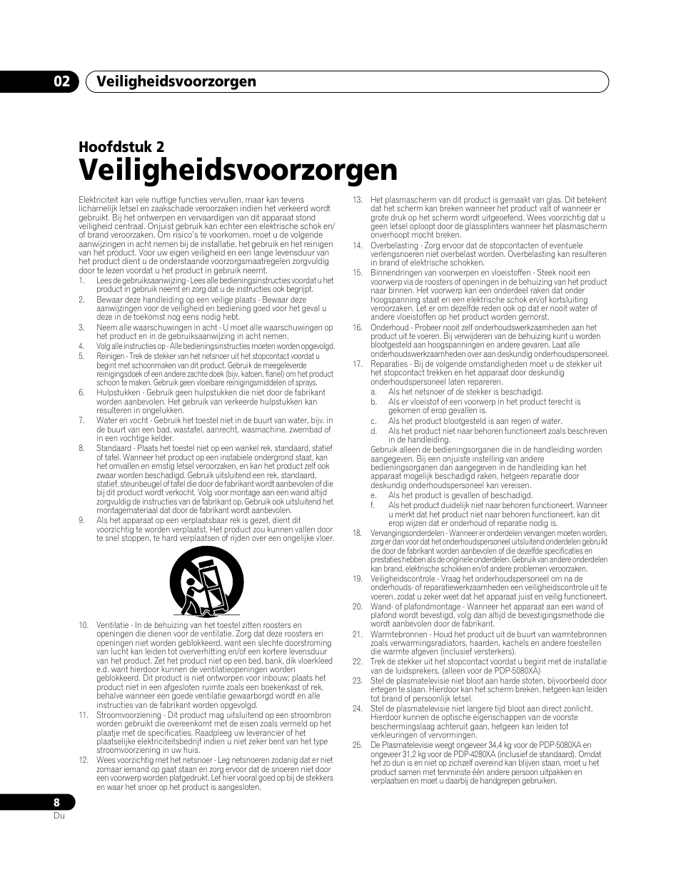 02 veiligheidsvoorzorgen, Veiligheidsvoorzorgen, Veiligheidsvoorzorgen 02 | Hoofdstuk 2 | Pioneer PDP-5080XA User Manual | Page 248 / 362