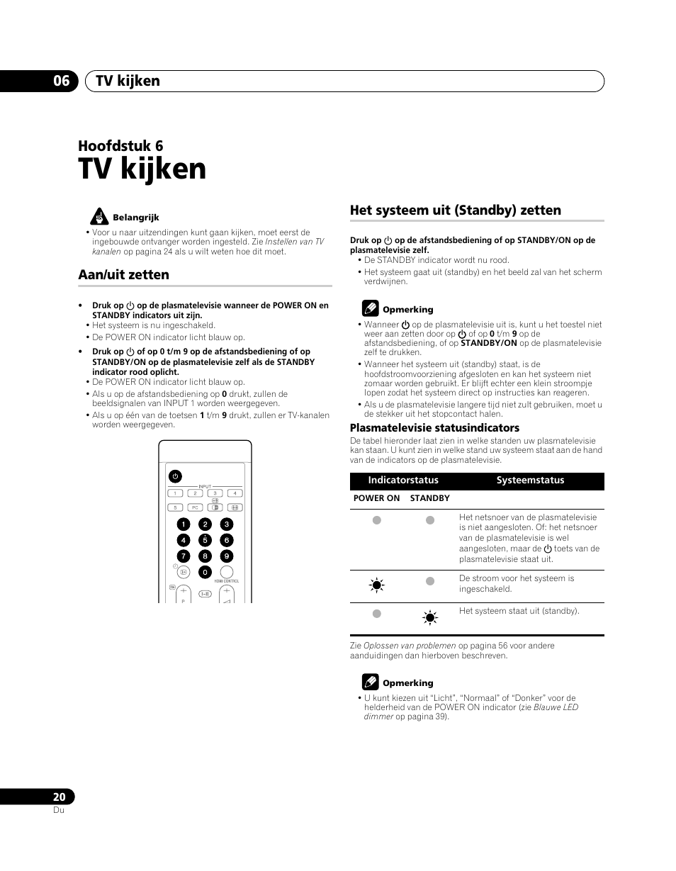 06 tv kijken, Aan/uit zetten, Het systeem uit (standby) zetten | Tv kijken, Tv kijken 06, Hoofdstuk 6 | Pioneer PDP-5080XA User Manual | Page 260 / 362