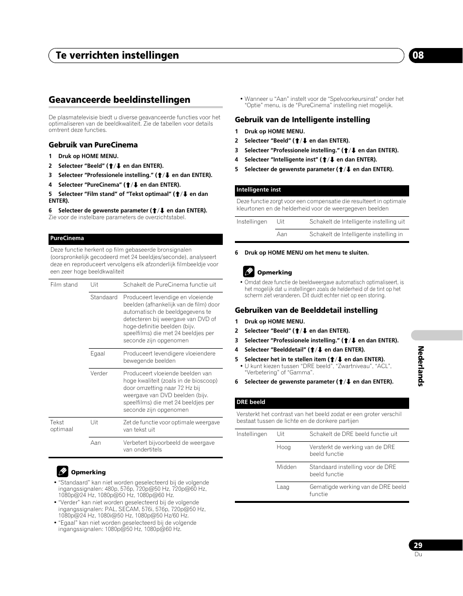 Geavanceerde beeldinstellingen, Te verrichten instellingen 08 | Pioneer PDP-5080XA User Manual | Page 269 / 362