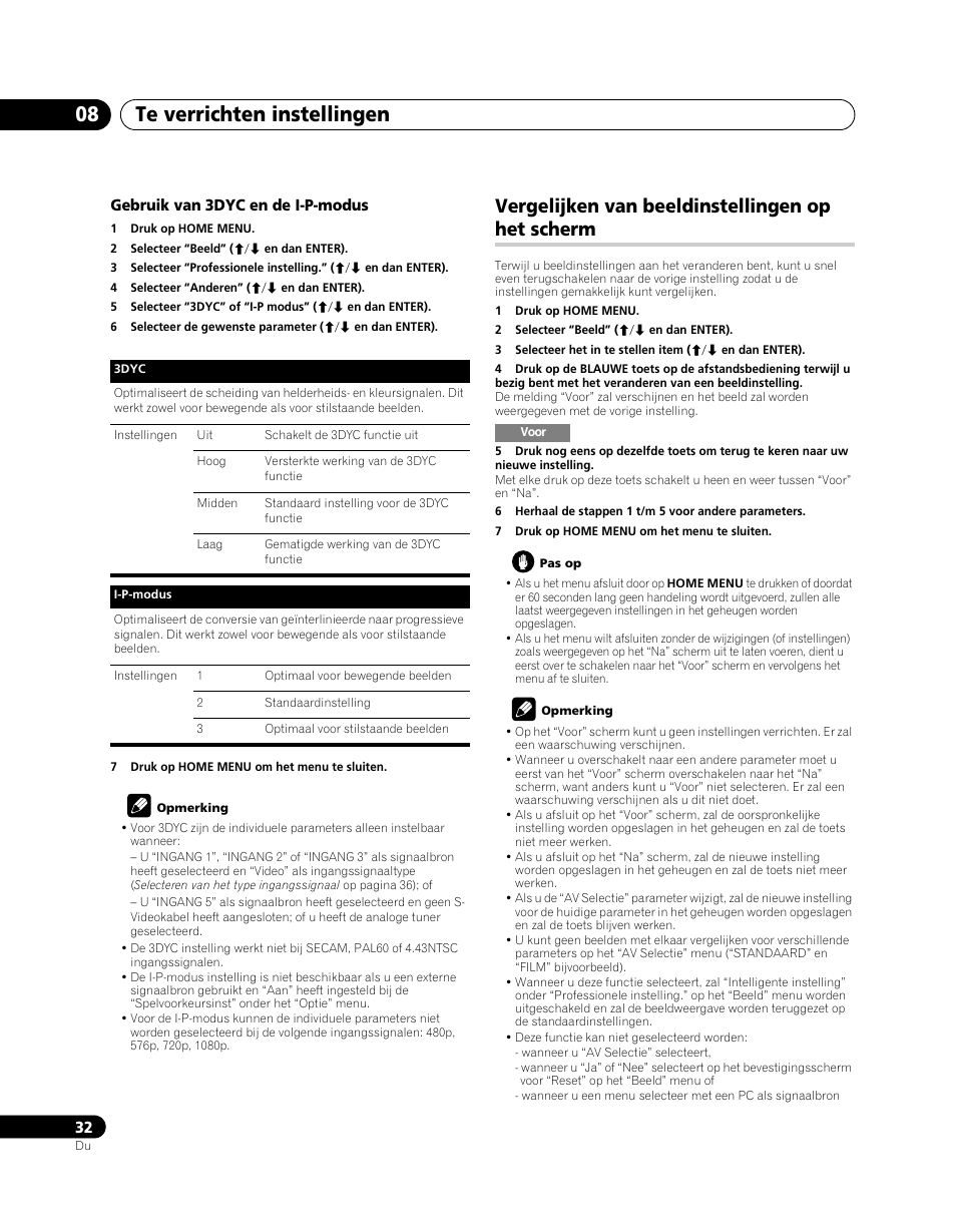 Vergelijken van beeldinstellingen op het scherm, Te verrichten instellingen 08 | Pioneer PDP-5080XA User Manual | Page 272 / 362