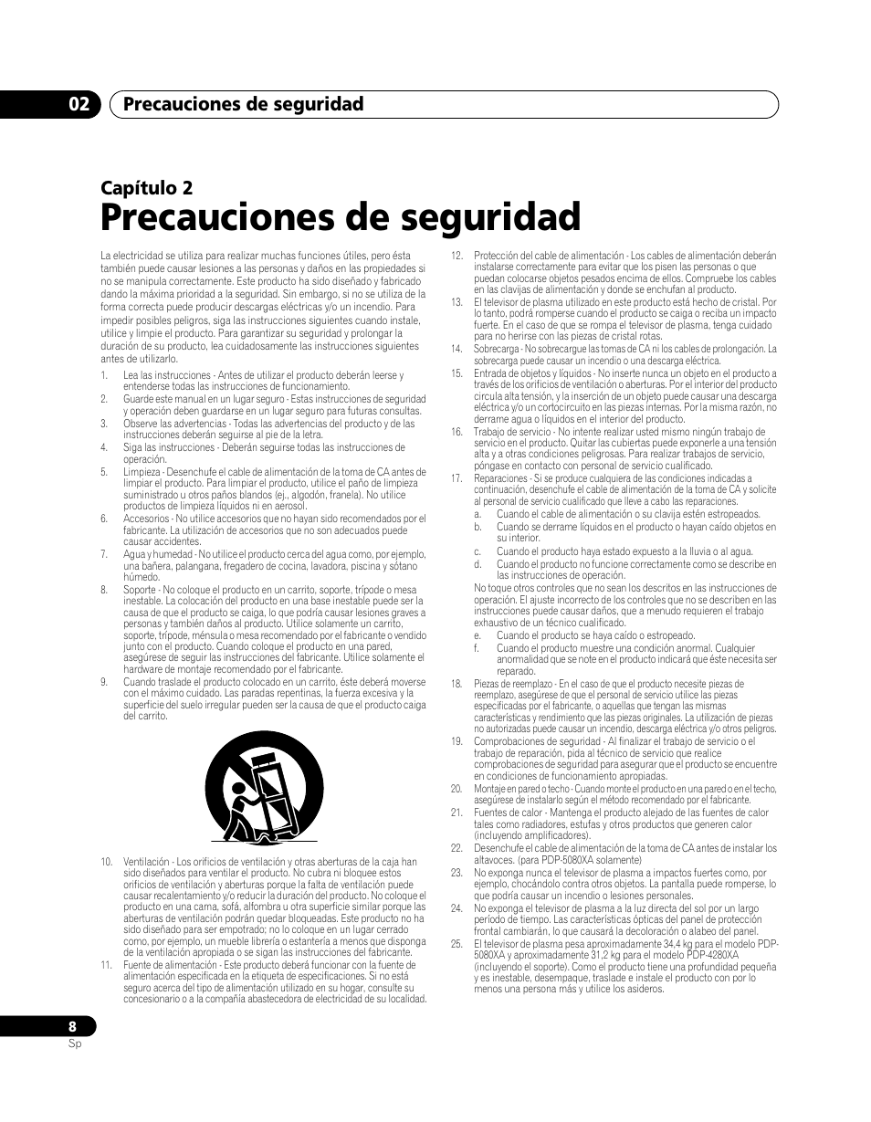 02 precauciones de seguridad, Precauciones de seguridad, Precauciones de seguridad 02 | Capítulo 2 | Pioneer PDP-5080XA User Manual | Page 308 / 362