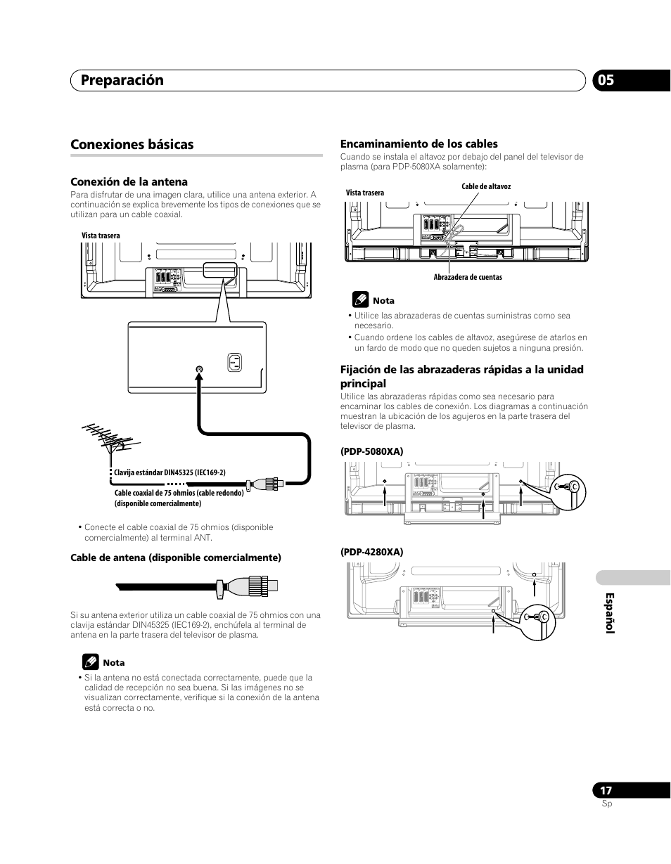 Conexiones básicas, Preparación 05 | Pioneer PDP-5080XA User Manual | Page 317 / 362