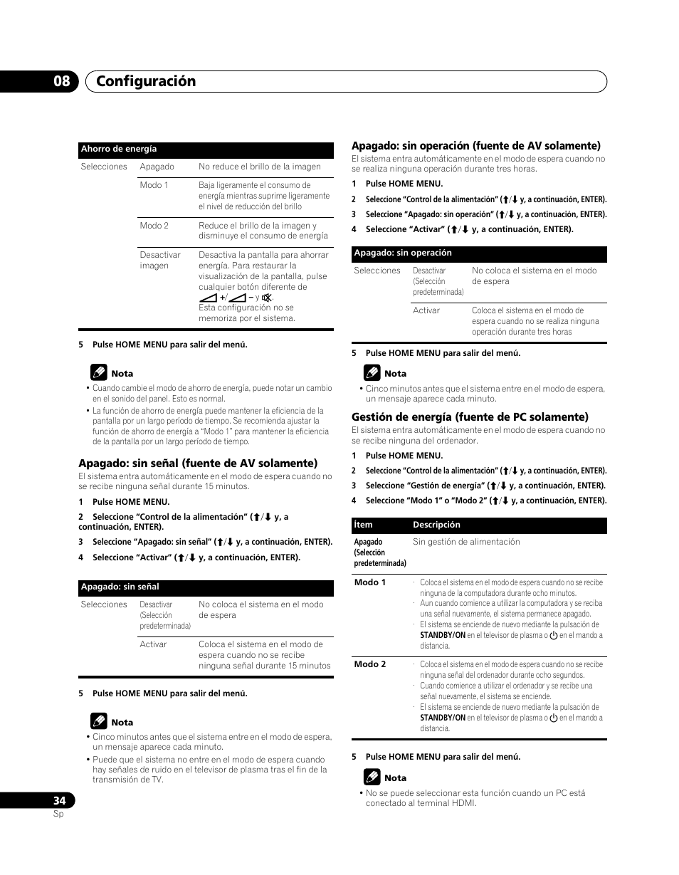 Configuración 08 | Pioneer PDP-5080XA User Manual | Page 334 / 362