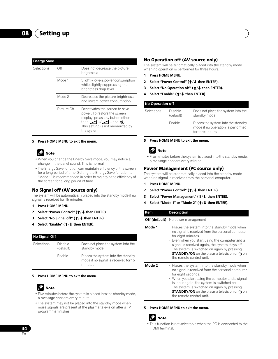 Setting up 08 | Pioneer PDP-5080XA User Manual | Page 34 / 362