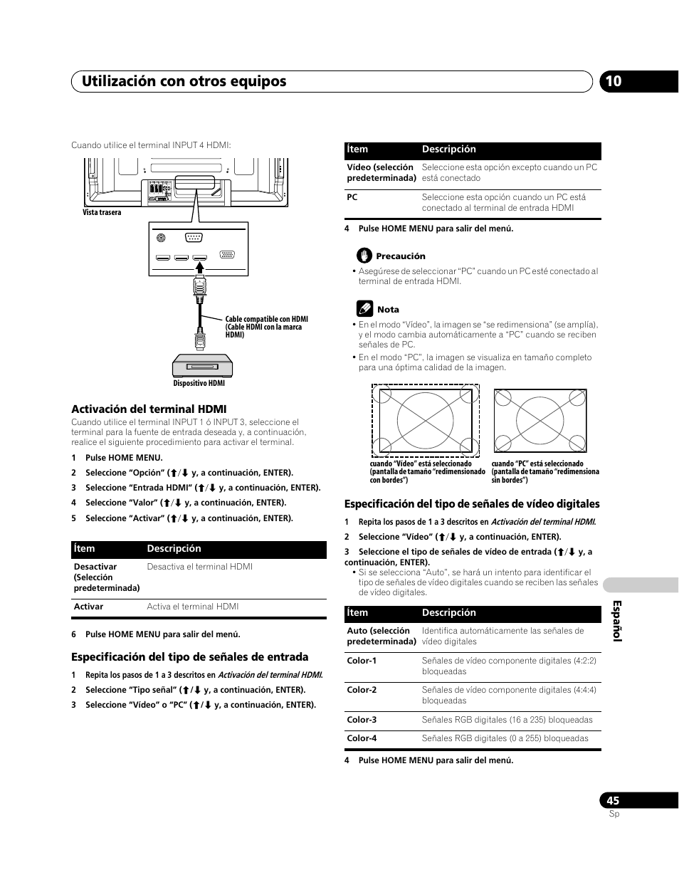 Utilización con otros equipos 10 | Pioneer PDP-5080XA User Manual | Page 345 / 362