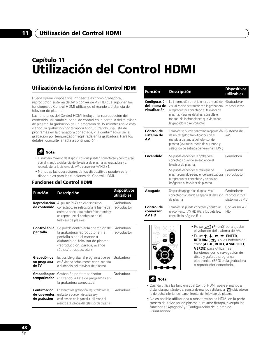 11 utilización del control hdmi, Utilización de las funciones del control hdmi, Utilización del control hdmi | Utilización del control hdmi 11, Capítulo 11 | Pioneer PDP-5080XA User Manual | Page 348 / 362