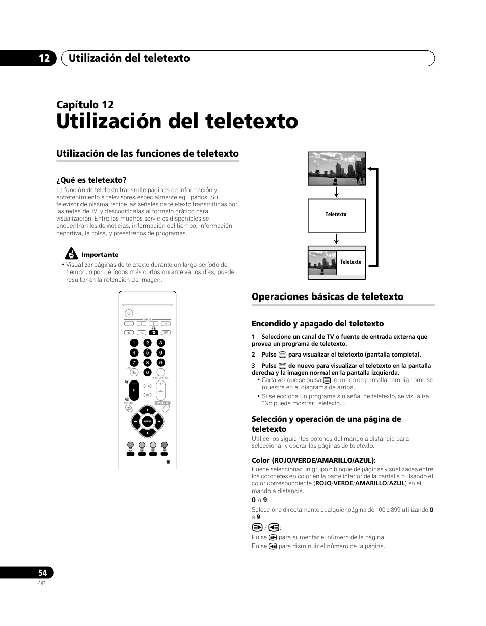 12 utilización del teletexto, Utilización de las funciones de teletexto, Operaciones básicas de teletexto | Utilización del teletexto, Utilización del teletexto 12, Capítulo 12 | Pioneer PDP-5080XA User Manual | Page 354 / 362