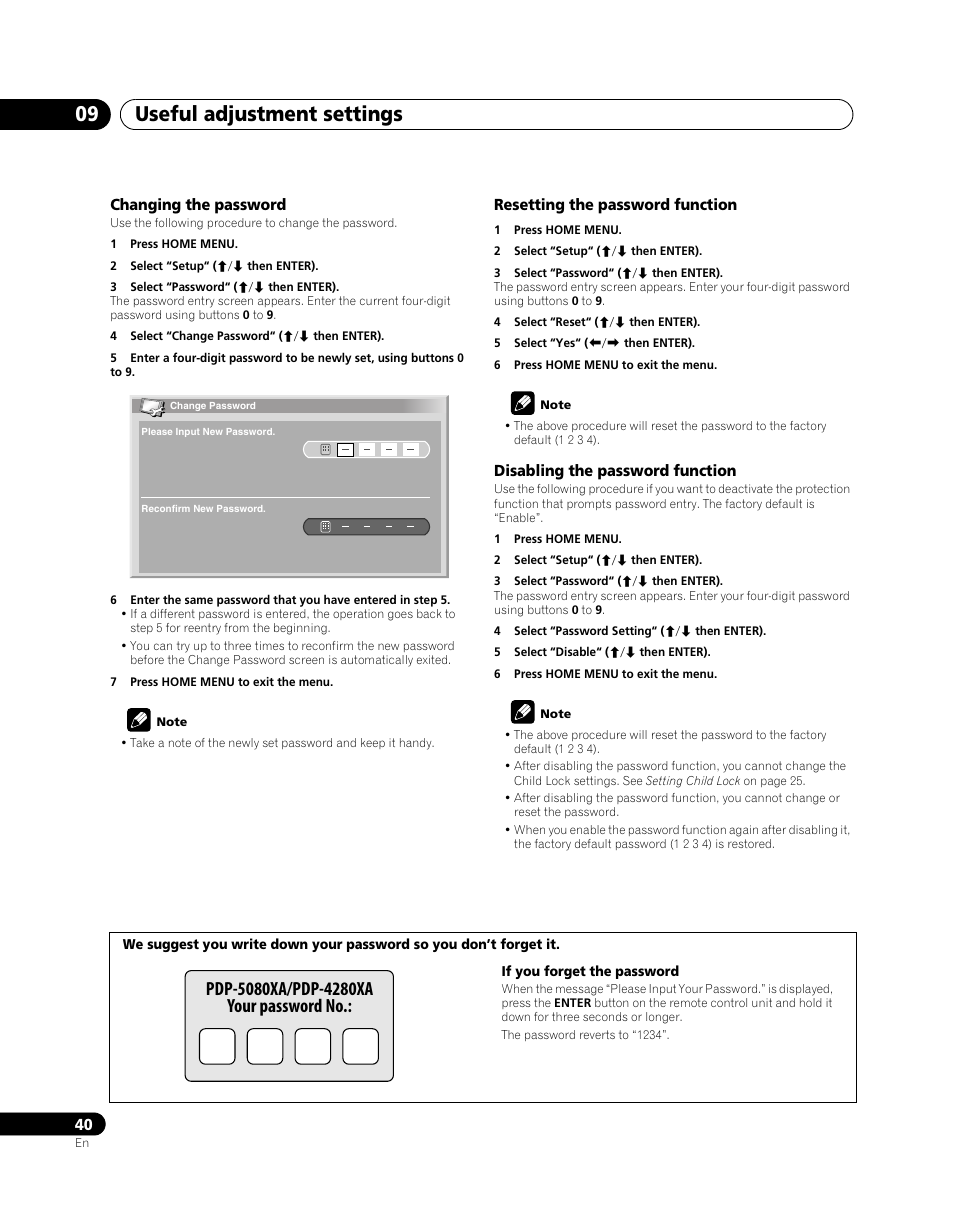 Useful adjustment settings 09 | Pioneer PDP-5080XA User Manual | Page 40 / 362