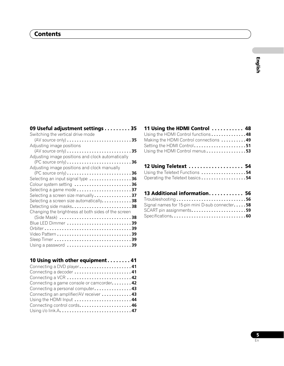 Pioneer PDP-5080XA User Manual | Page 5 / 362