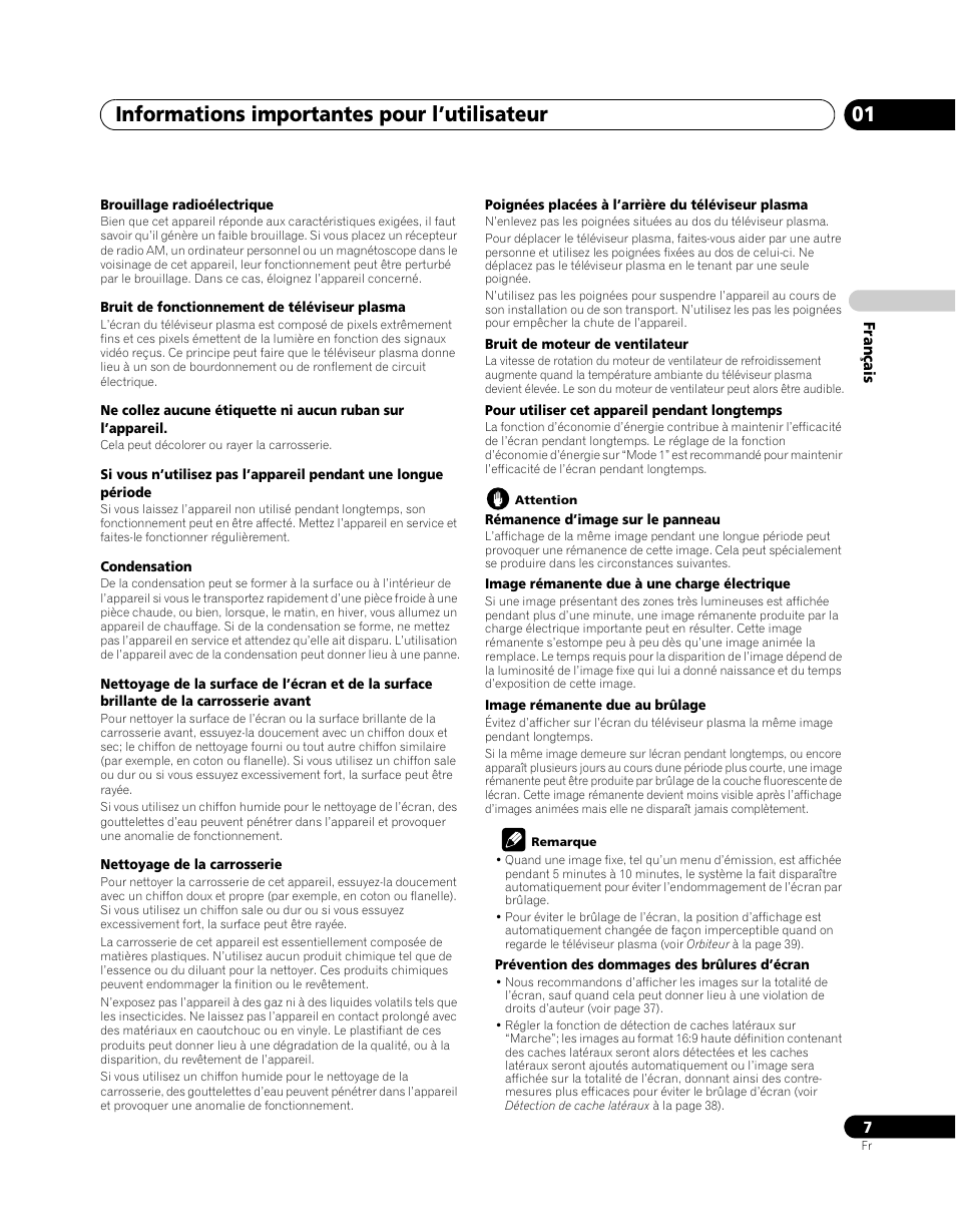 Informations importantes pour l’utilisateur 01 | Pioneer PDP-5080XA User Manual | Page 67 / 362