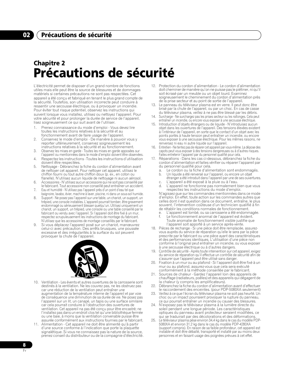 Précautions de sécurité, Précautions de sécurité 02, Chapitre 2 | Pioneer PDP-5080XA User Manual | Page 68 / 362