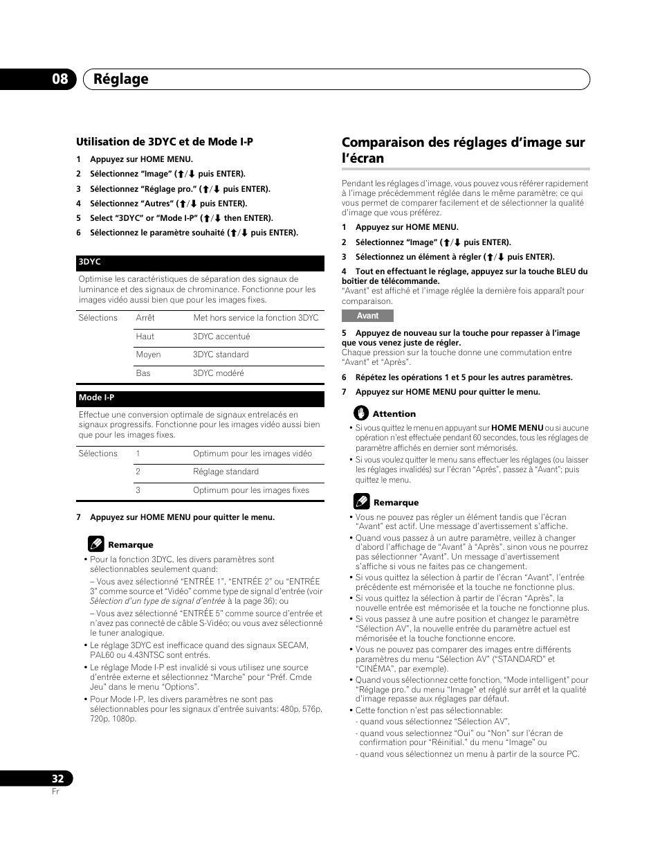Comparaison des réglages d’image sur l’écran, Réglage 08 | Pioneer PDP-5080XA User Manual | Page 92 / 362