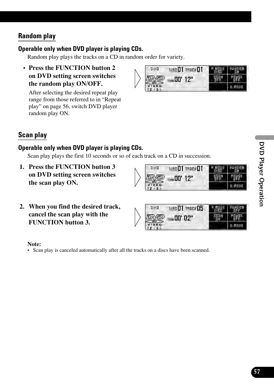 Random play, Scan play | Pioneer RS-D7RII User Manual | Page 57 / 92