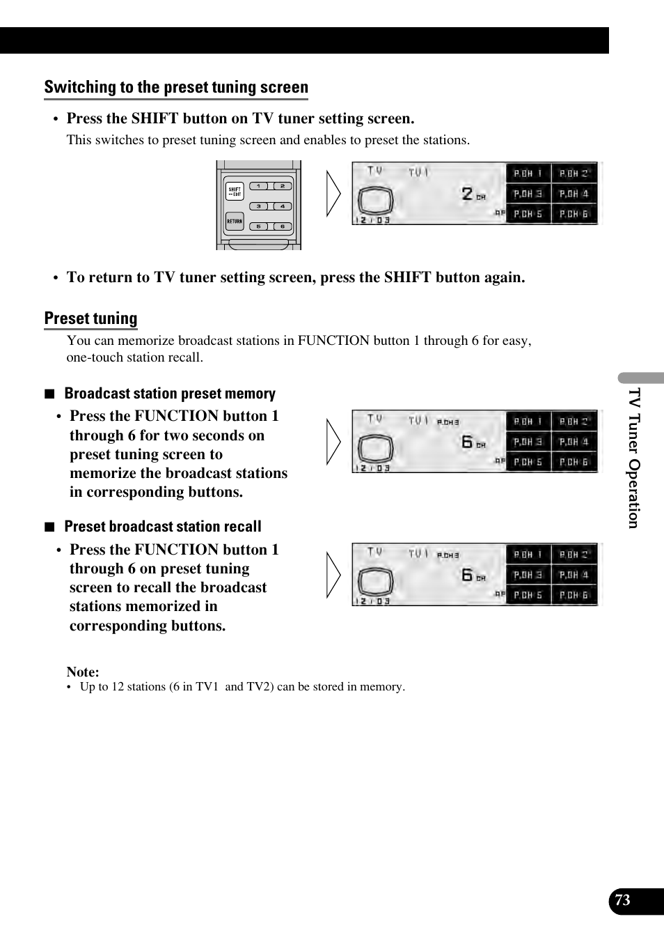 Switching to the preset tuning screen, Preset tuning | Pioneer RS-D7RII User Manual | Page 73 / 92