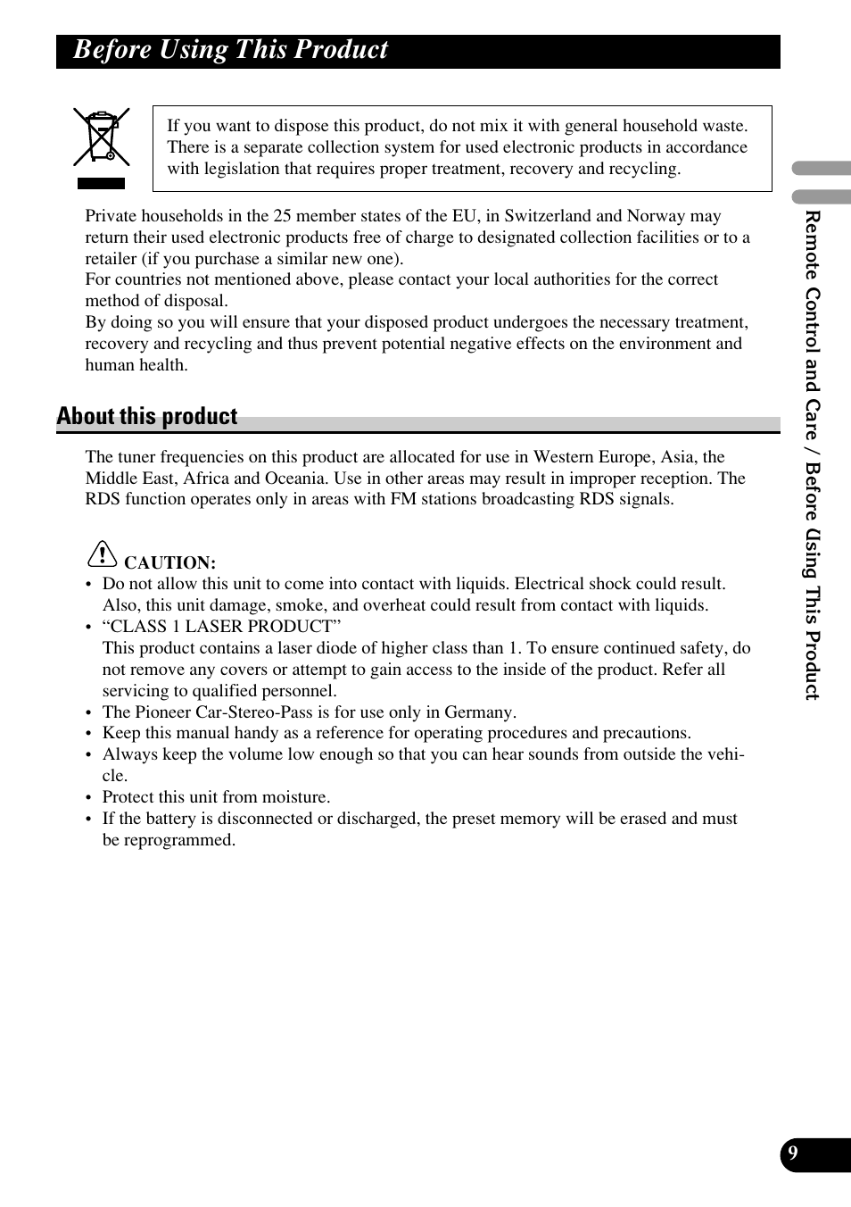 Before using this product, About this product | Pioneer RS-D7RII User Manual | Page 9 / 92