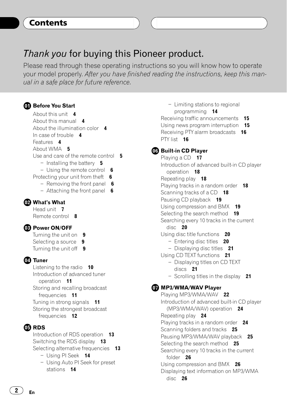 Pioneer DEH-P6700MP User Manual | Page 2 / 108