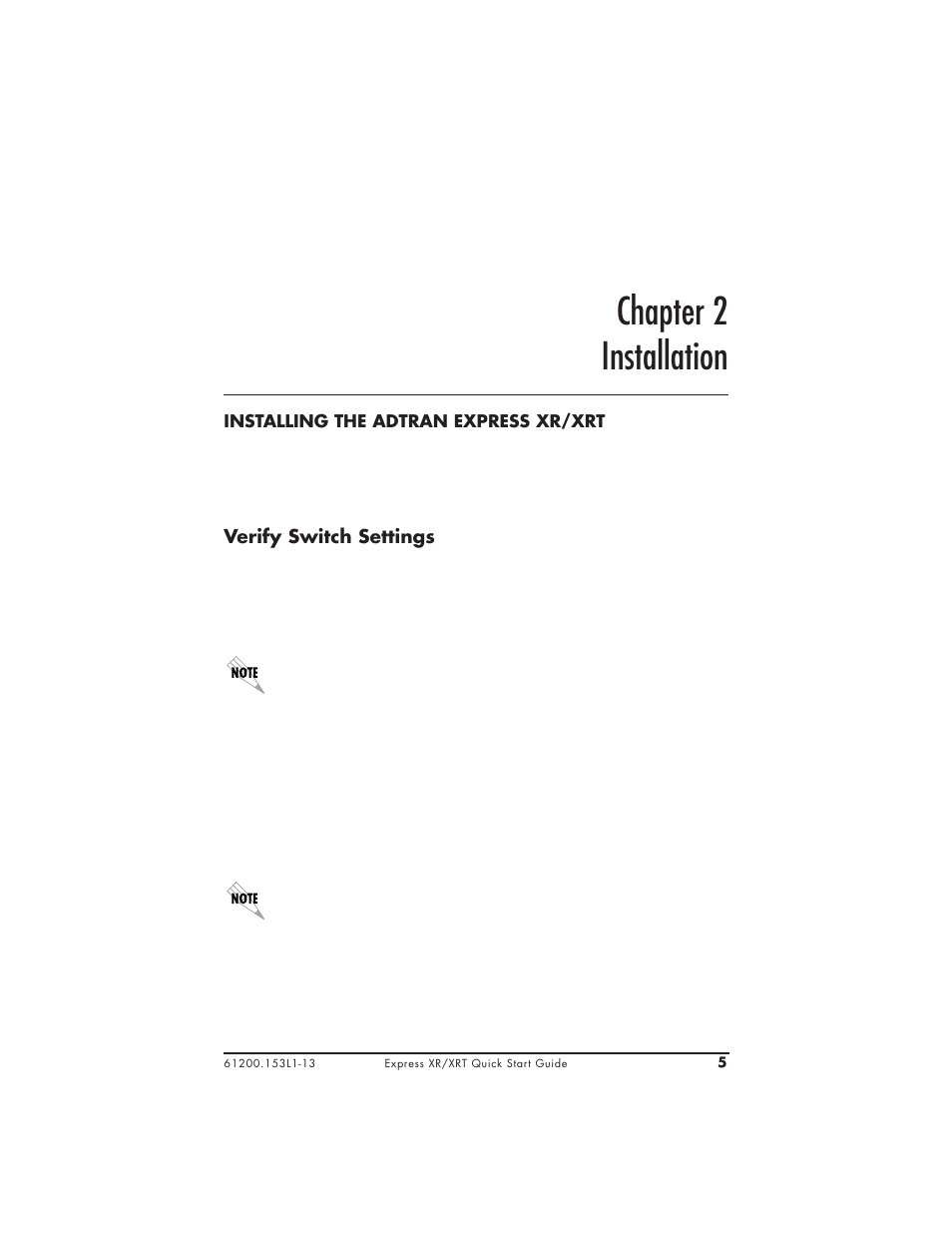Chapter 2 installation | ADTRAN XRT User Manual | Page 17 / 94