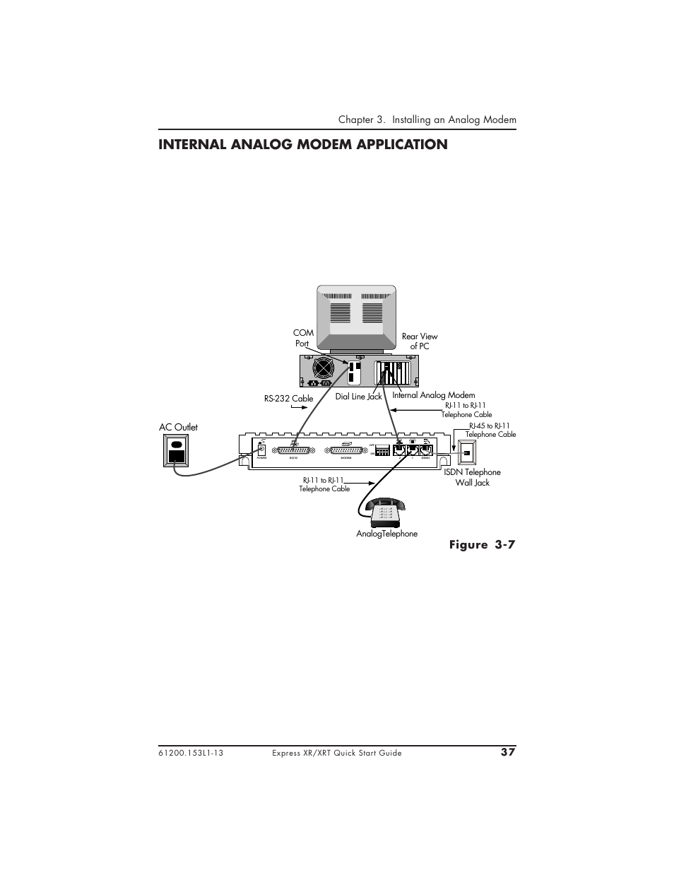 Internal analog modem application | ADTRAN XRT User Manual | Page 49 / 94