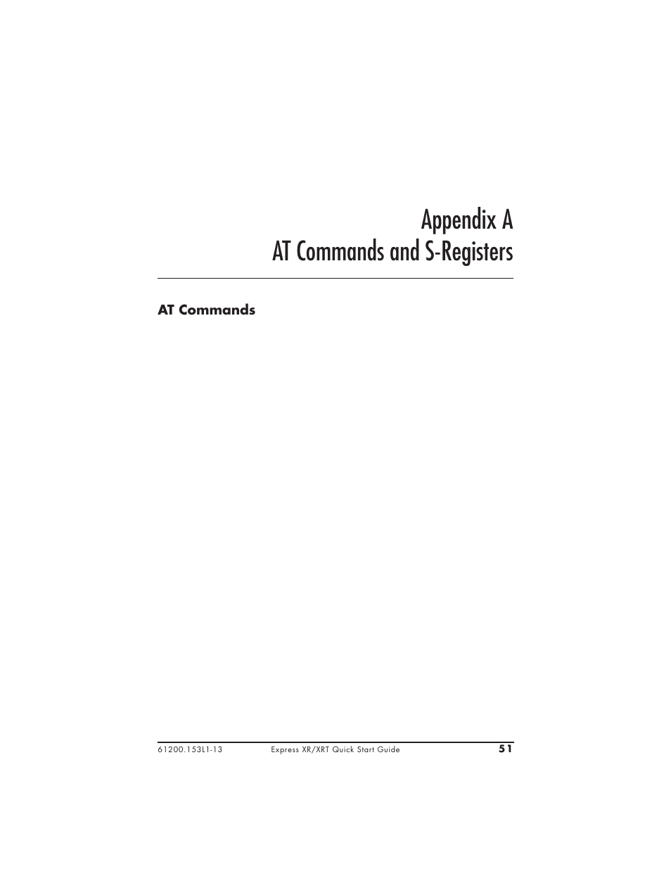 Appendix a at commands and s-registers | ADTRAN XRT User Manual | Page 63 / 94
