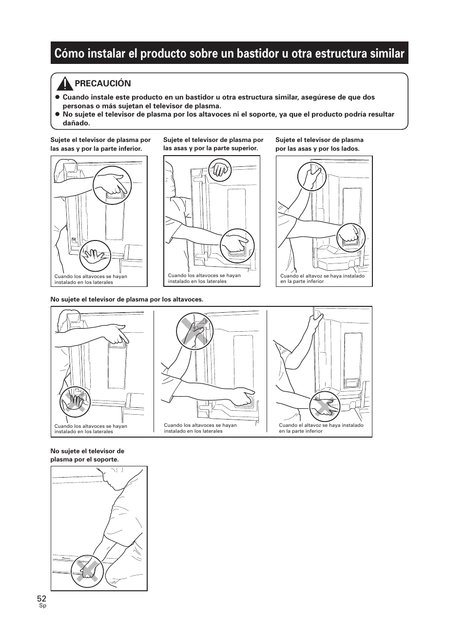 Cómo instalar el producto sobre un bastidor u, Otra estructura similar, Precaución | Pioneer PDK-TS27 User Manual | Page 52 / 64