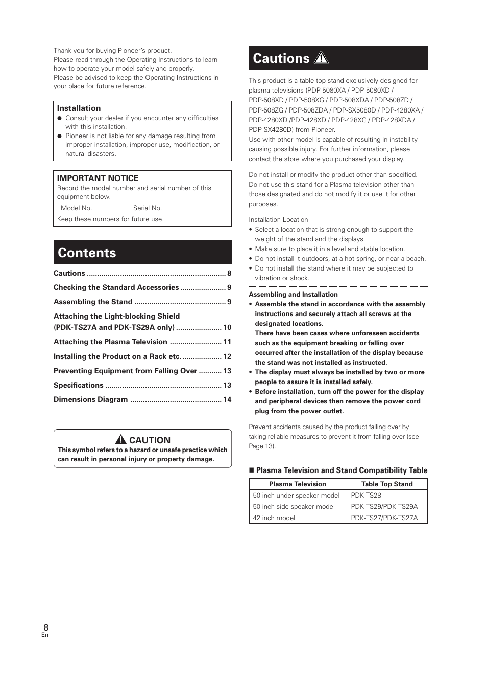 Pioneer PDK-TS27 User Manual | Page 8 / 64