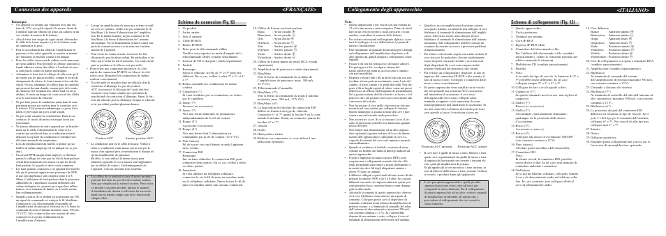 Collegamento degli apparecchio, Italiano, Français> connexion des appareils | Schema di collegamento (fig. 12), Schéma de connexion (fig. 12) | Pioneer DEH-P2500R User Manual | Page 7 / 8