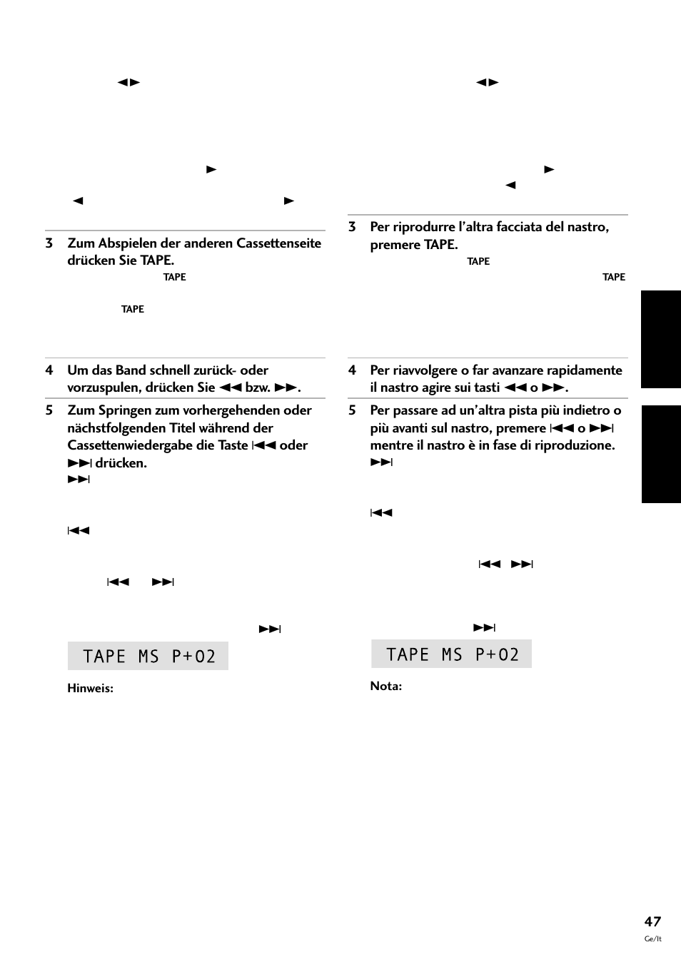 Deutsch italiano | Pioneer CT-F10 User Manual | Page 119 / 146