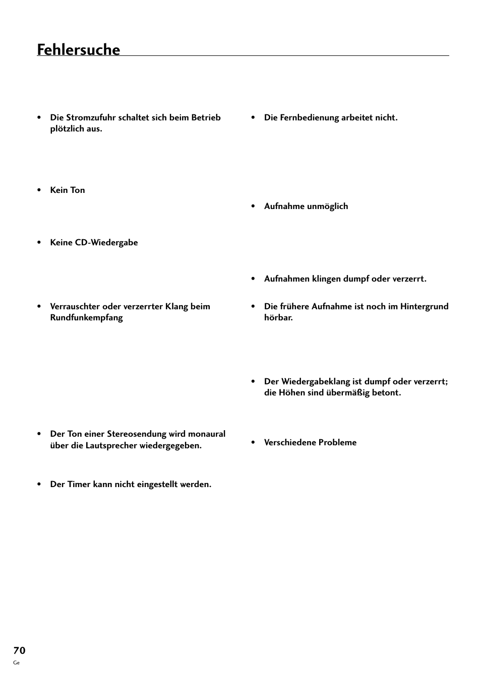 Fehlersuche | Pioneer CT-F10 User Manual | Page 142 / 146