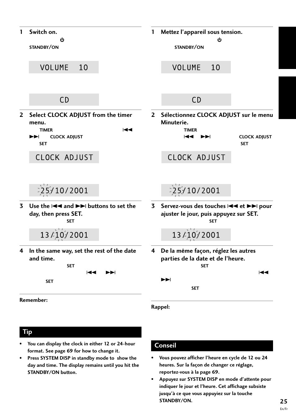 English français, Conseil | Pioneer CT-F10 User Manual | Page 25 / 146