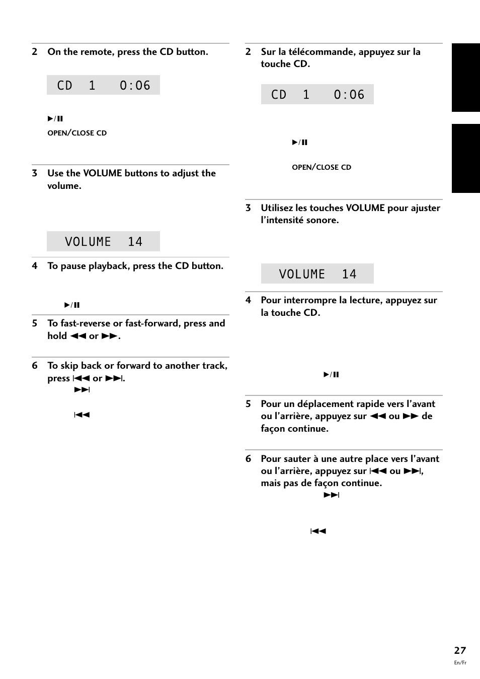 English fran çais | Pioneer CT-F10 User Manual | Page 27 / 146