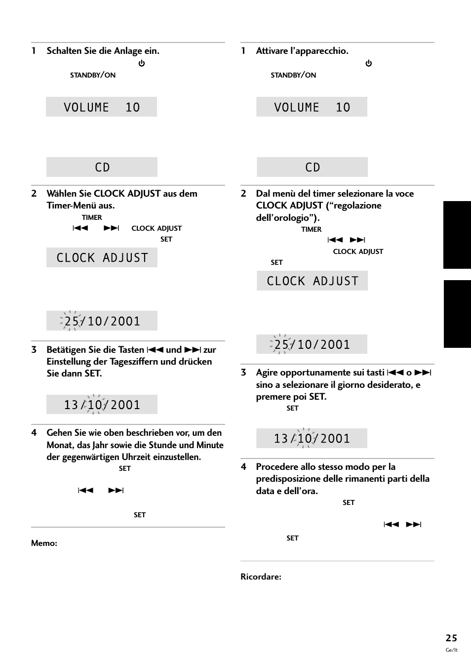 Deutsch italiano | Pioneer CT-F10 User Manual | Page 97 / 146