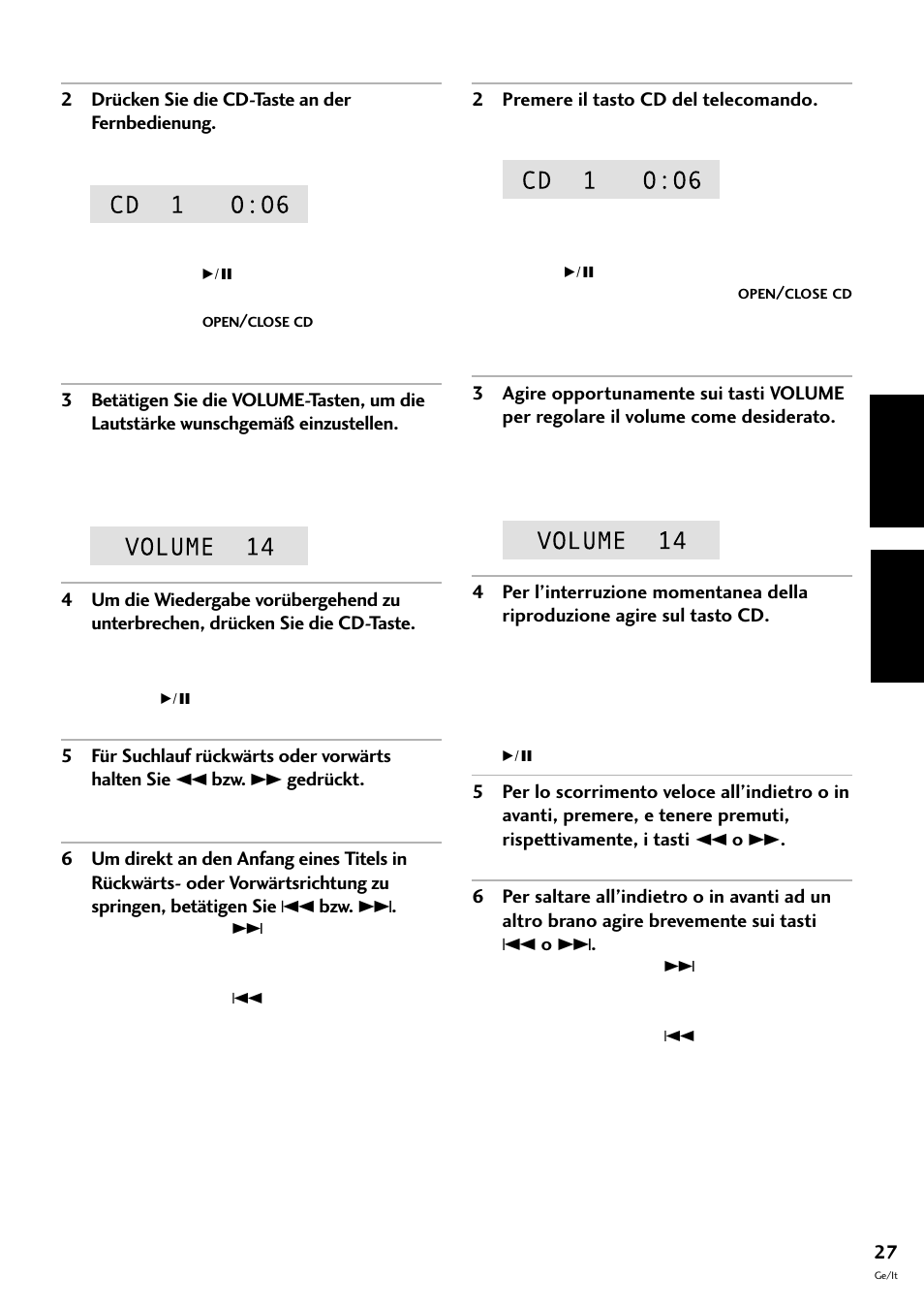 Deutsch italiano | Pioneer CT-F10 User Manual | Page 99 / 146