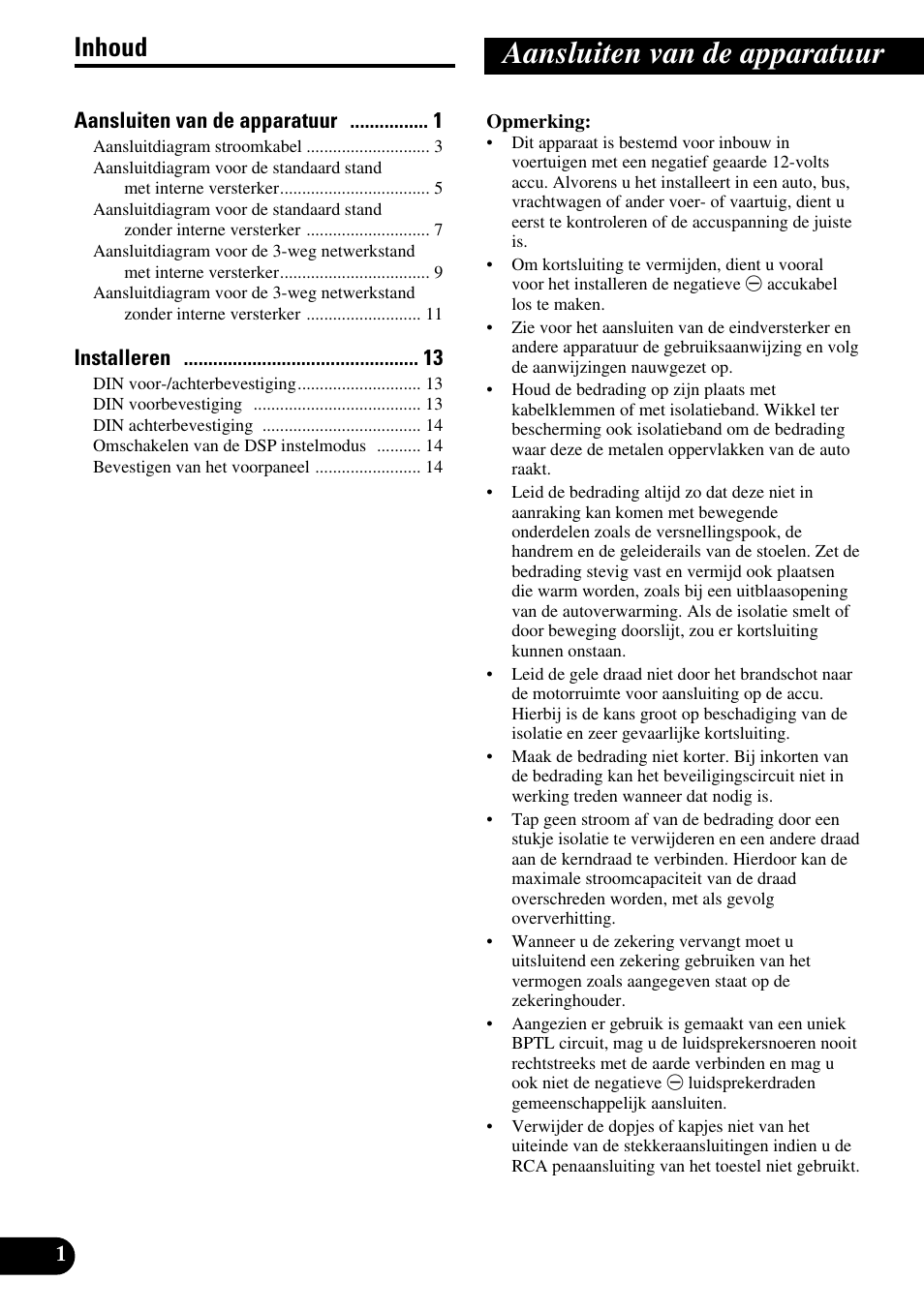 Nederlands, Aansluiten van de apparatuur, Inhoud | Pioneer DEH-P88RS-II User Manual | Page 72 / 100
