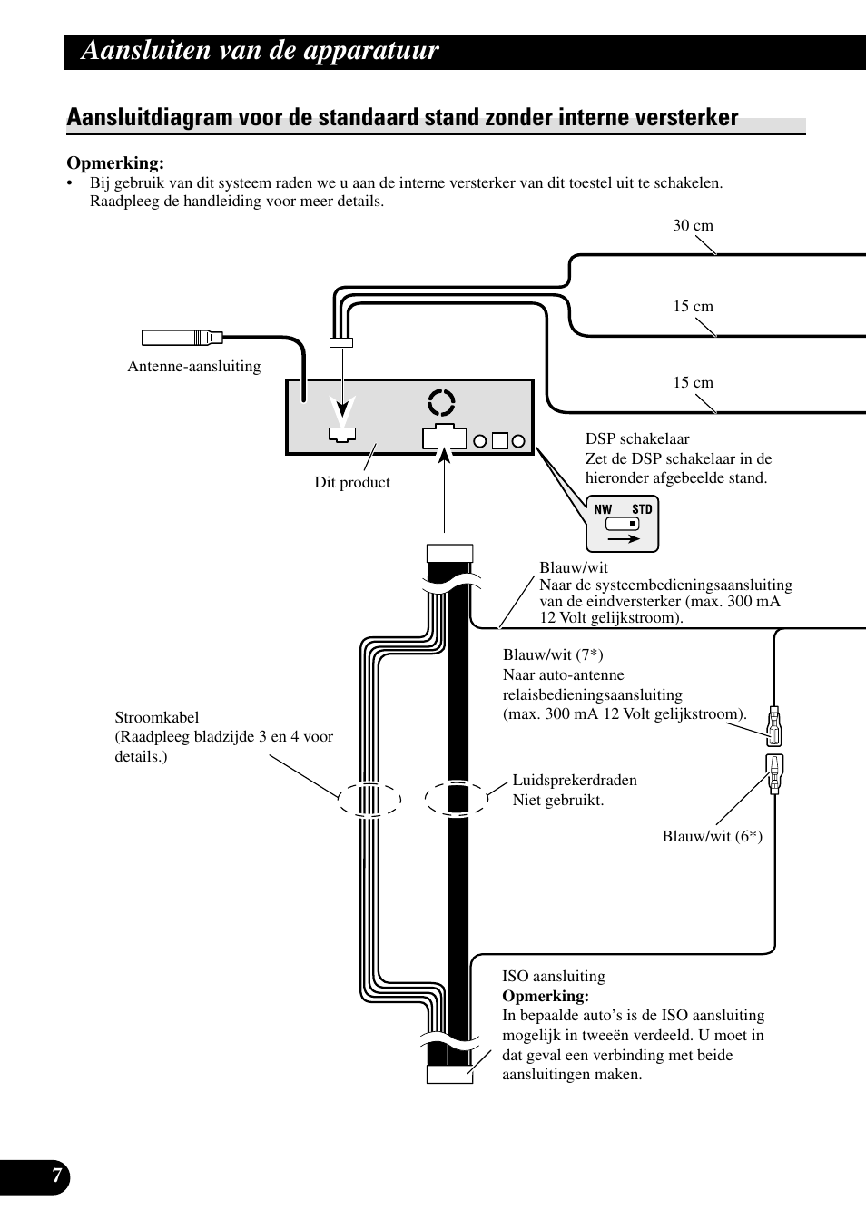 Aansluitdiagram voor de standaard stand, Zonder interne versterker, Aansluiten van de apparatuur | Pioneer DEH-P88RS-II User Manual | Page 78 / 100