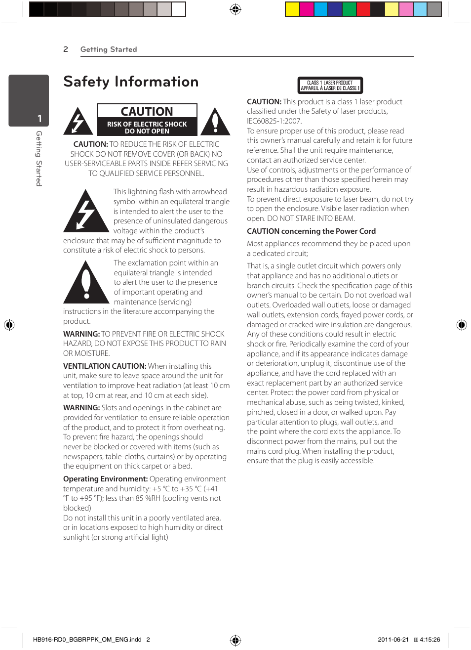 Safety information, Caution | Pioneer BCS-717 User Manual | Page 2 / 80